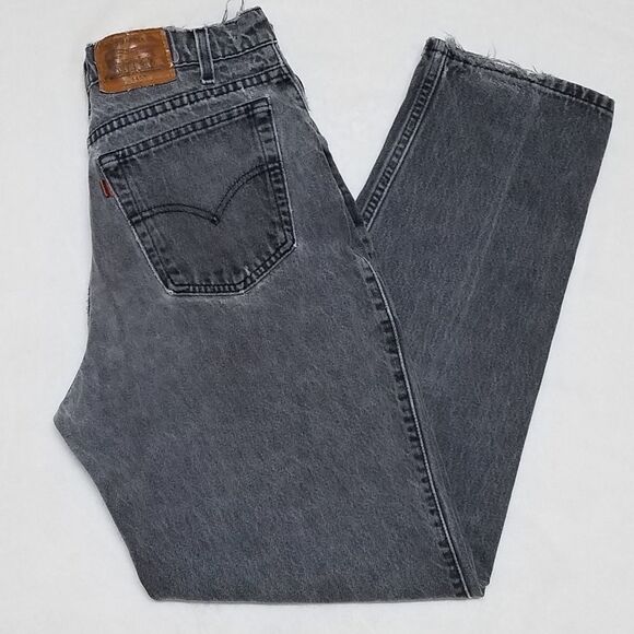 RARE Vintage 96 Levi's 545 Orange Tab Black Distressed Stone Wash Loose Fit Jean - Picture 6 of 16